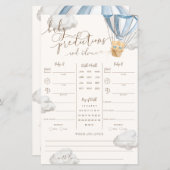 Papier Blue Teddy Bear Twins Baby Predictions Game (Devant / Derrière)