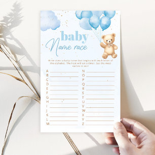 Papier Blue teddy ours bébé nom course jeu de baby shower