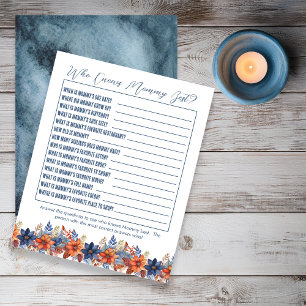 Papier Blue Terracotta Baby shower Floral Qui Connaît Mam