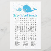 Papier Blue Whale Baby shower Word Recherche Jeu (Devant)