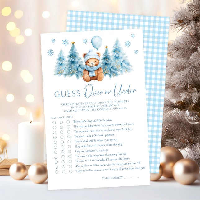 Papier Blue Winter Teddy Bear Baby Over or Under Game (Créateur téléchargé)