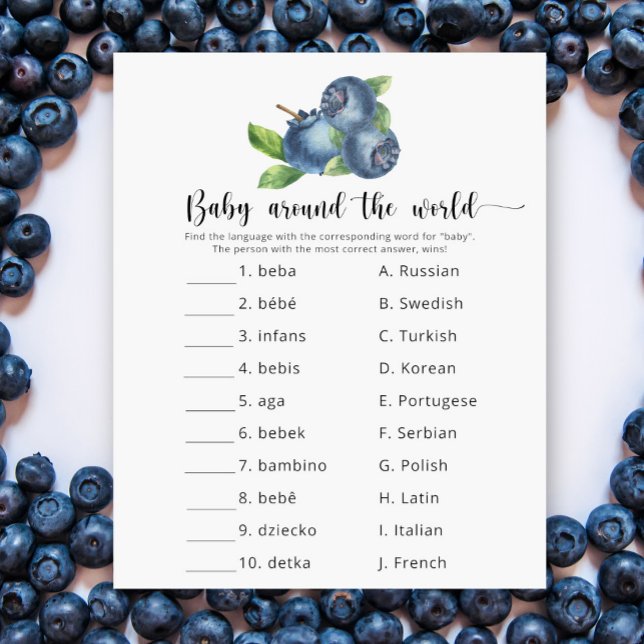 Papier Blueberries - Bébé autour du monde jeu (Créateur téléchargé)