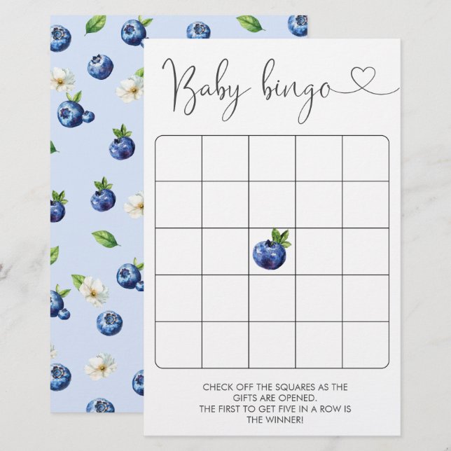 Papier Blueberry Baby shower Jeu de Bingo (Devant / Derrière)