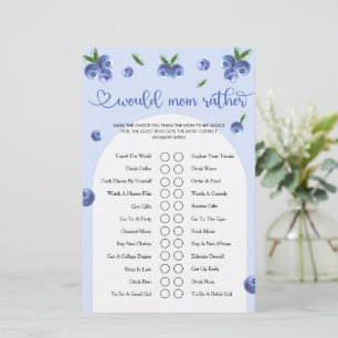 Papier Blueberry Sweet Aquarelle Garçon Baby shower Jeu
