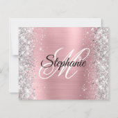 Papier Blush Argent Rose Glam Monogram 40e Anniversaire (Dos)