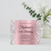 Papier Blush Argent Rose Glam Monogram 40e Anniversaire (Debout devant)