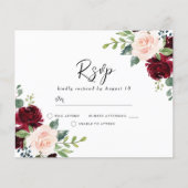 Papier Blush & Burgundy sur un mariage budgétaire RSVP (Devant)