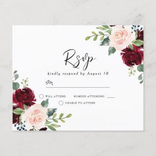 Papier Blush & Burgundy sur un mariage budgétaire RSVP