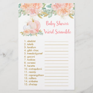 Papier Blush Citrouille Floral Baby Word Scramble Jeu