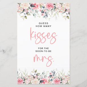 Papier Blush Floral Combien de baisers pour le jeu de l