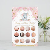 Papier Blush Floral Cute Elephant Baby ou Bière Belly Jeu (Debout devant)