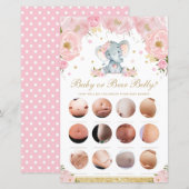 Papier Blush Floral Cute Elephant Baby ou Bière Belly Jeu (Devant / Derrière)