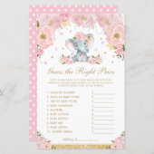 Papier Blush Floral Elephant Devine le bon jeu de prix (Devant / Derrière)