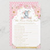 Papier Blush Floral Elephant Qui Connaît Daddy Meilleur J (Devant / Derrière)