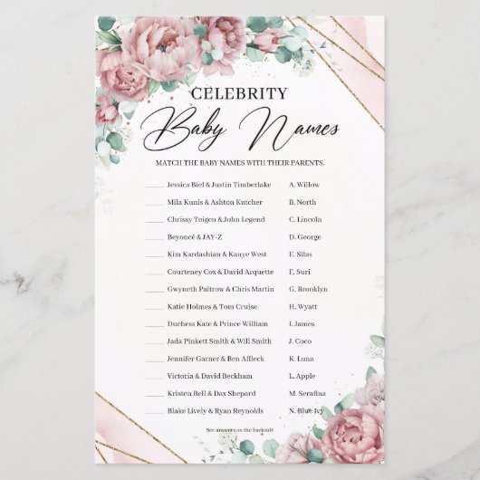 Papier Blush floral eucalyptus or Celebrity Baby Names (Devant)