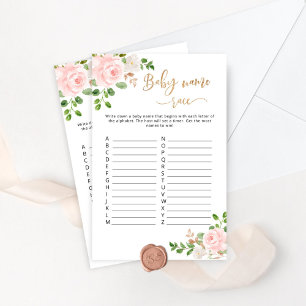 Papier Blush floral nom race baby shower jeu