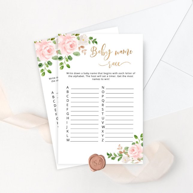 Papier Blush floral nom race baby shower jeu (Créateur téléchargé)
