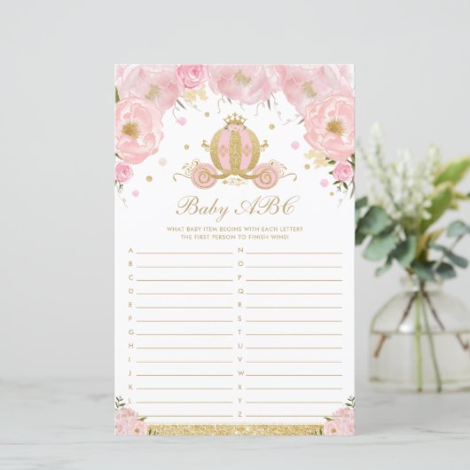 Papier Blush Floral Princess Baby ABC Baby shower Jeu (Debout devant)