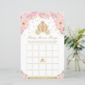 Papier Blush Floral Princess Coach Baby shower Bingo Jeu (Debout devant)