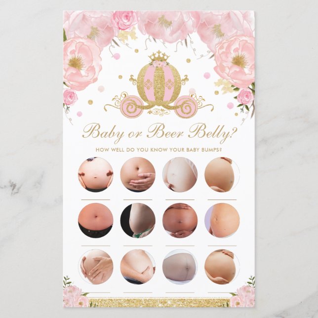Papier Blush Floral Princess Jeu de ventre de bébé ou de  (Devant)