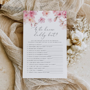 Papier Blush floral Qui connaît papa meilleur baby shower