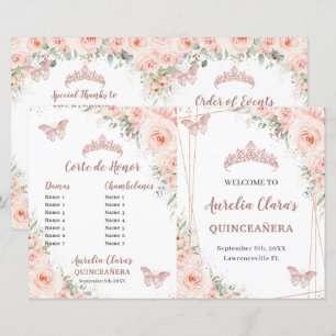 Papier Blush Floral Rose Gold Quinceanera Événements Prog