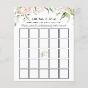 Papier Blush Florals et Greenery Bridal Bingo Card