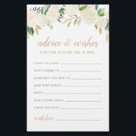 Papier Blush Gold Green Floral Mr et Mme Conseils Wives<br><div class="desc">Mariage douche nuptiale Conseils et voeux note pour l'avenir M. Le & Mrs présente un design d'aquarelle florale élégant avec des roses peints, des fleurs de ranunculus et des feuilles dans des tons neutres de printemps et d'été de blanc, crème, rose rousse, or, or rose et vert. Le dos de...</div>