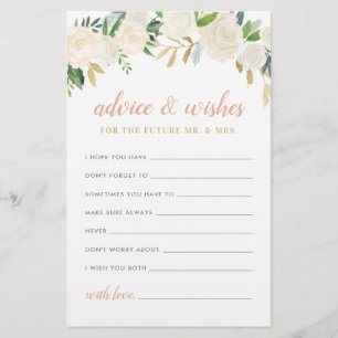 Papier Blush Gold Green Floral Mr et Mme Conseils Wives