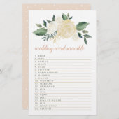 Papier Blush Gold Vert Floral Mariage Mot Jeu Scramble (Devant / Derrière)