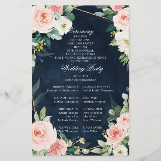 Papier Blush Navy Dusty Blue Geometry Botanical Program (Dos)