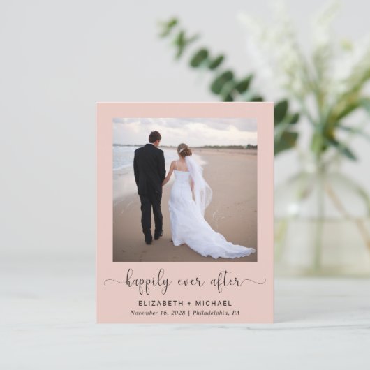Papier Blush Photo QR Code Mariage Réception Invitation (Debout devant)