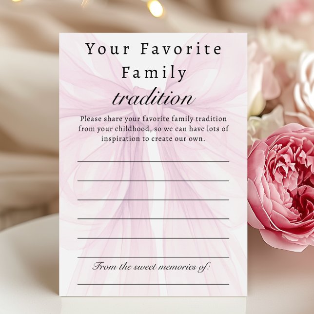 Papier Blush Pink Bow Family Tradition Shower Card (Créateur téléchargé)