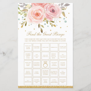 Papier Blush Pink Floral Bridal Trouvez le jeu de bingo i