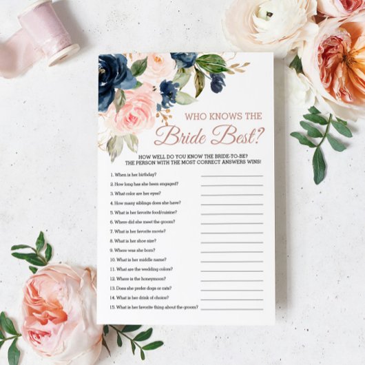 Papier Blush Pink & Navy Qui Connaît La Mariée Meilleur J