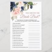 Papier Blush Pink & Navy Qui Connaît La Mariée Meilleur J (Devant)