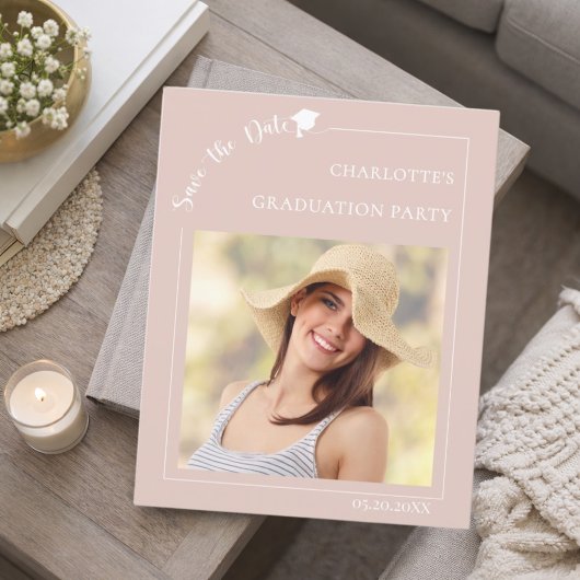 Papier Blush Pink Photo Graduation Save the Date card