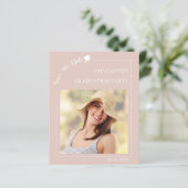 Papier Blush Pink Photo Graduation Save the Date card (Debout devant)