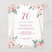 Papier Blush rose Floral 70e Budget Invitation Anniversai (Devant)