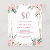 Papier Blush rose floral 80e budget Invitation d'annivers (Devant)