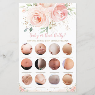 Papier Blush rose floral bébé ou bière jeu de douche vent