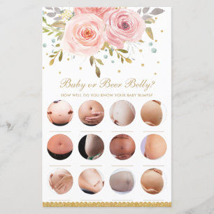 Papier Blush rose floral bébé ou bière jeu de douche vent