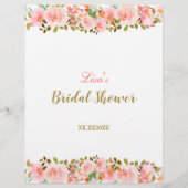 Papier Blush rose Floral douche nuptiale Bingo Jeu (Dos)
