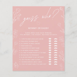 Papier Blush rose Floral maman ou papa Baby shower jeu
