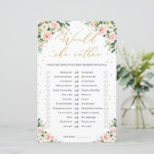 Papier Blush rose floral vert or Voudrait-elle Plaire jeu (Debout devant)