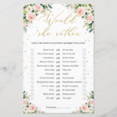 Papier Blush rose floral vert or Voudrait-elle Plaire jeu (Devant)