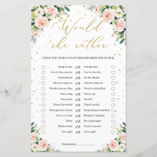 Papier Blush rose floral vert or Voudrait-elle Plaire jeu