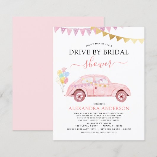 Papier Blush Rose Gold Foil Mariage Intime à Budget (Devant / Derrière)