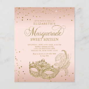 Papier Blush Rose Gold Pailleté Mascarade Sweet 16