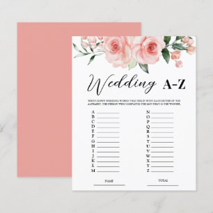 Papier Blush Rose Roses Mariage A-Z Jeu nuptiale